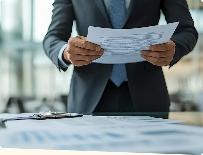 Businessman holding a paper